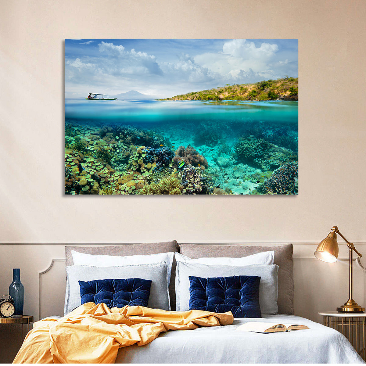 Menjangan Island Split View Wall Art in a room, landscape