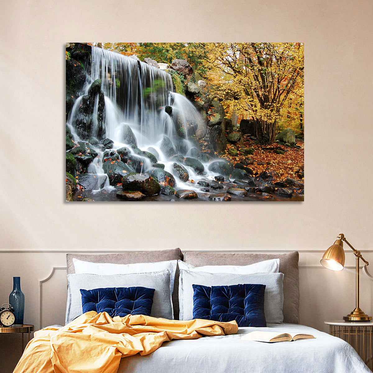 Autumn Waterfall at Sonsbeek Park Wall Art in a room, landscape