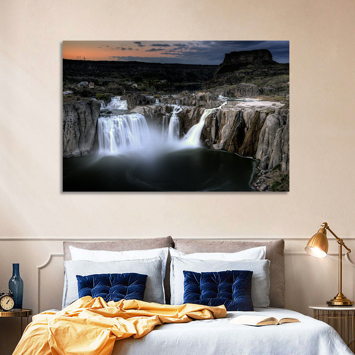 Shoshone Falls at Dusk Wall Art in a room, landscape