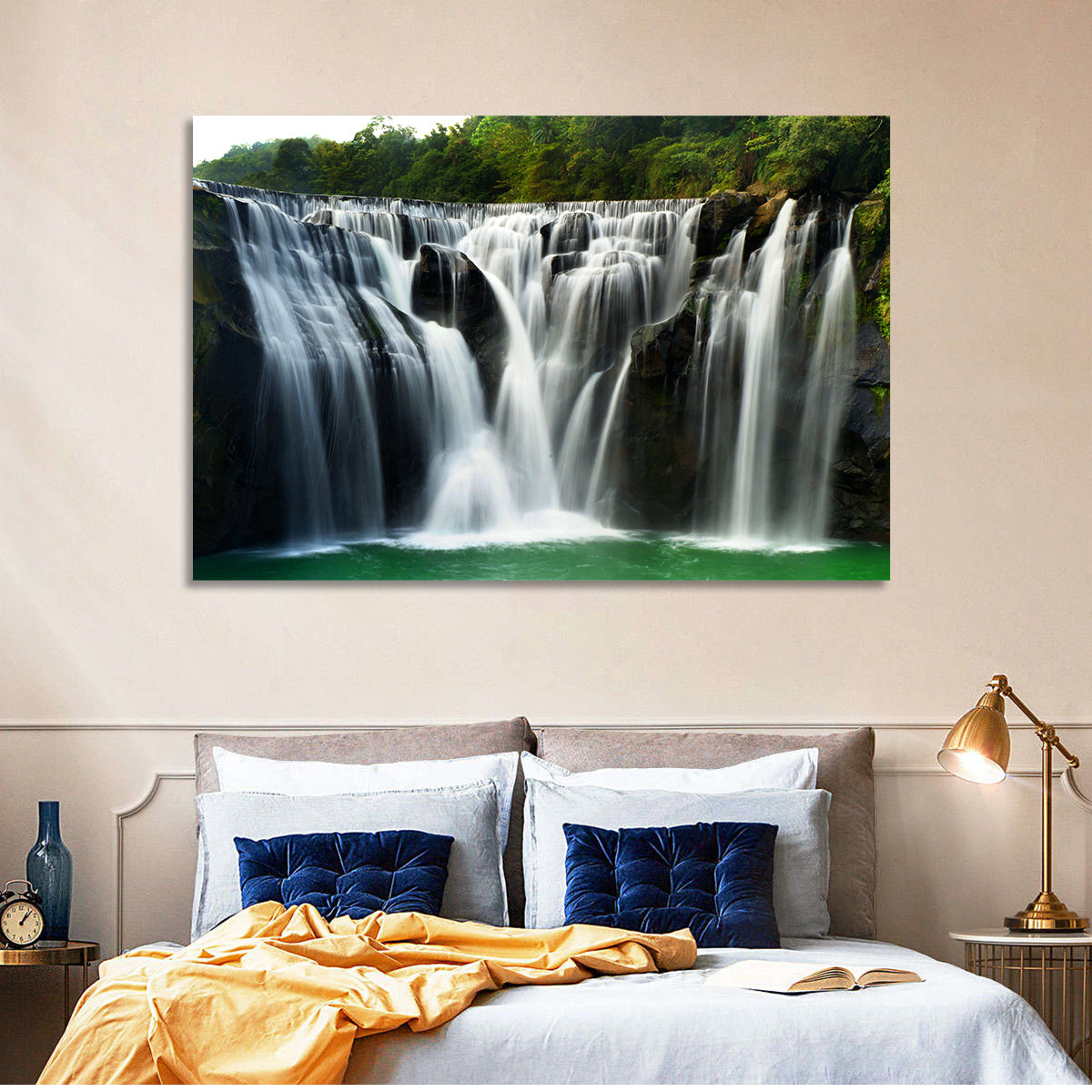 Shifen Waterfall Wall Art in a room, landscape