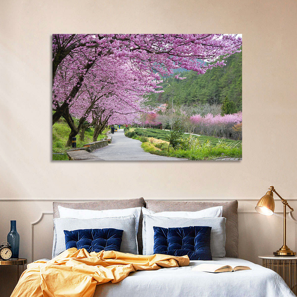 Sakura Garden Taiwan Wall Art in a room, landscape
