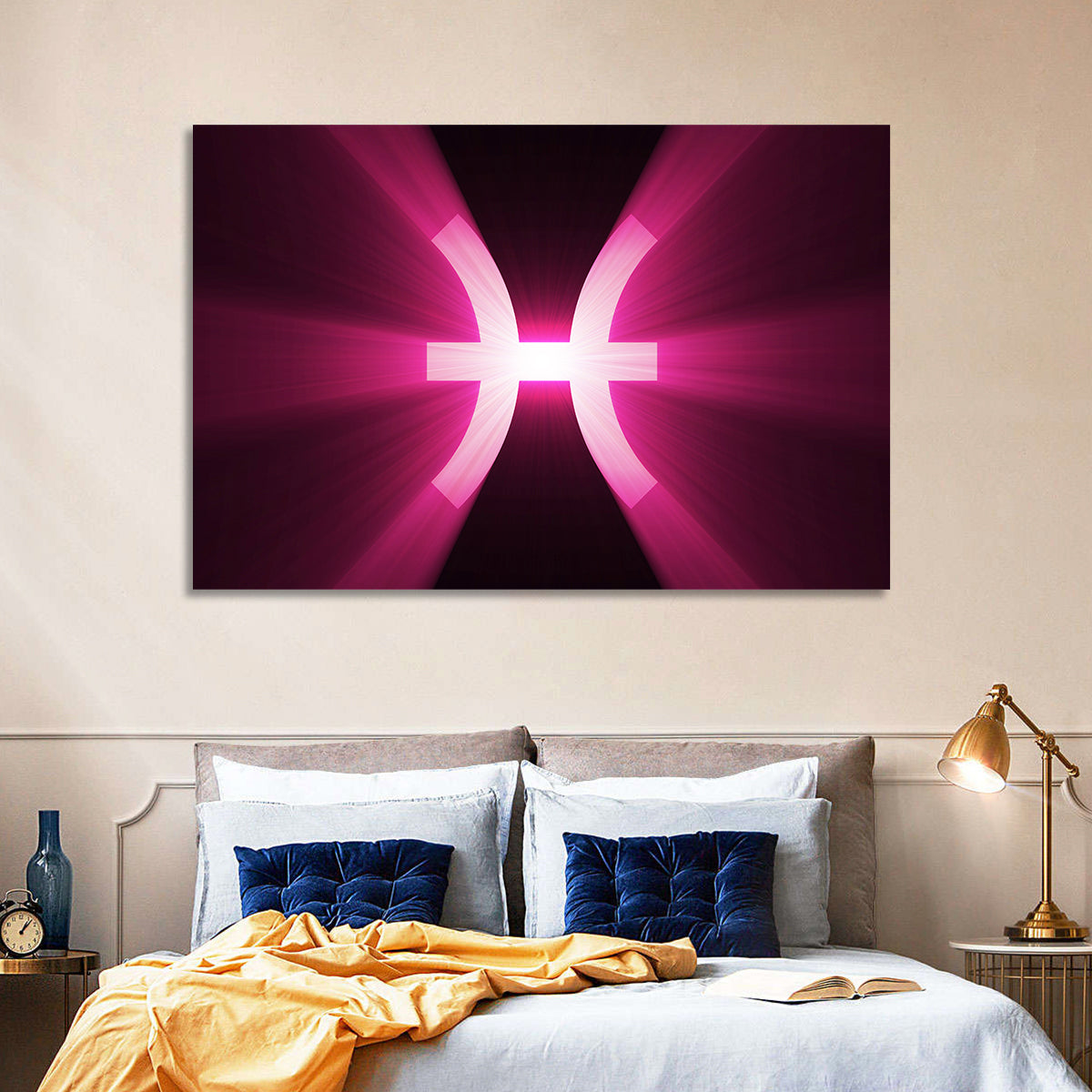 Magenta Pisces Symbol Wall Art