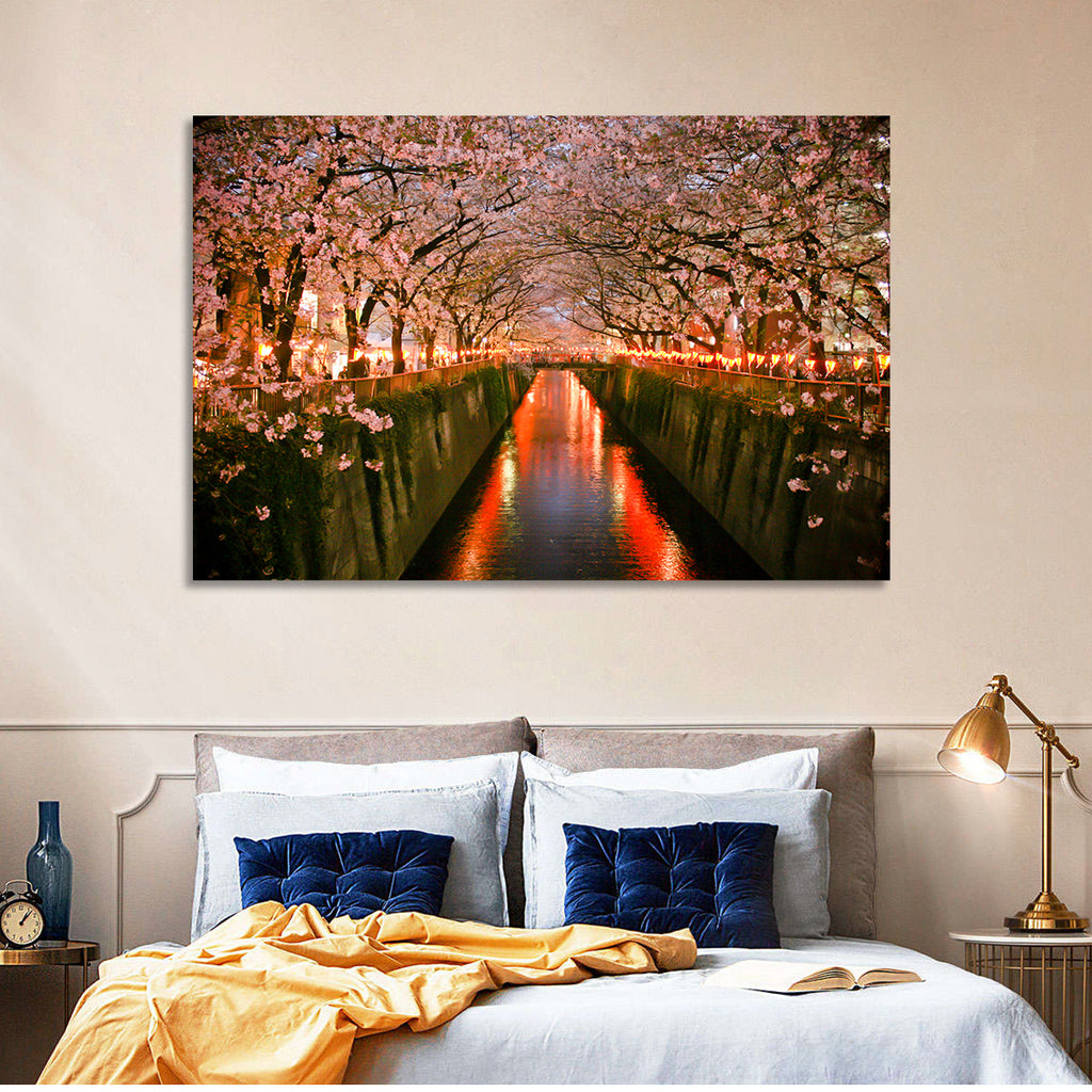 Meguro River Cherry Blossoms Wall Art