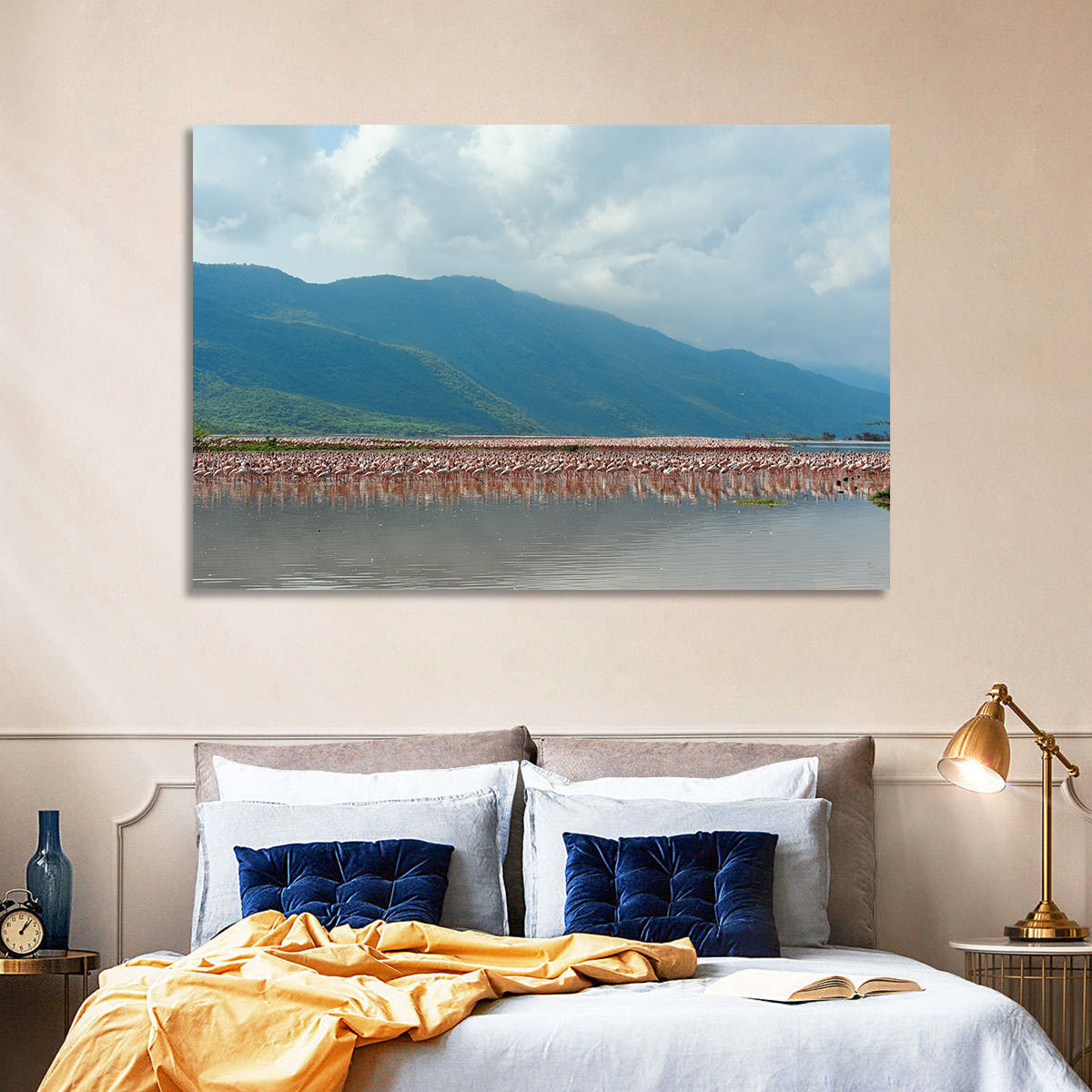 Flock of Flamingos at Lake Bogoria Wall Art
