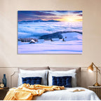 Snowy Cabins Above Clouds Wall Art