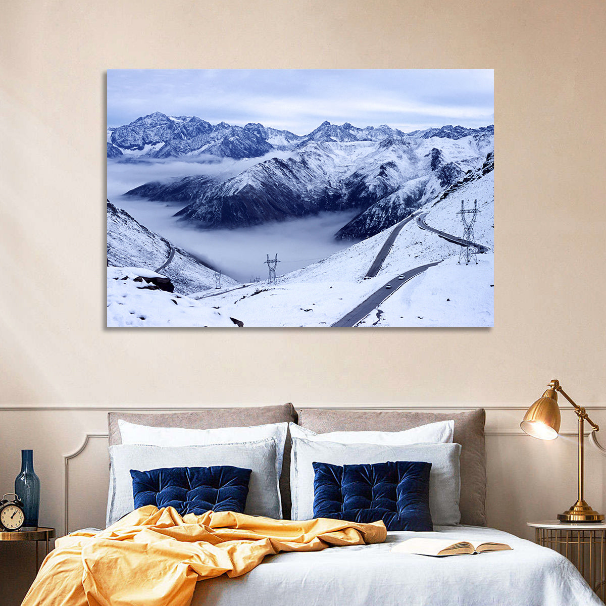 Sichuan Snowy Mountain Pass Wall Art in a room, landscape