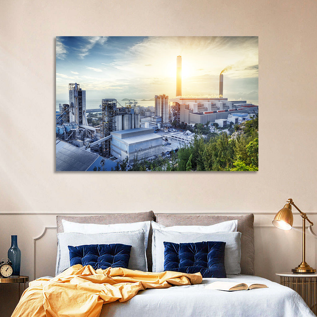 Coastal Power Plant at Sunrise Wall Art