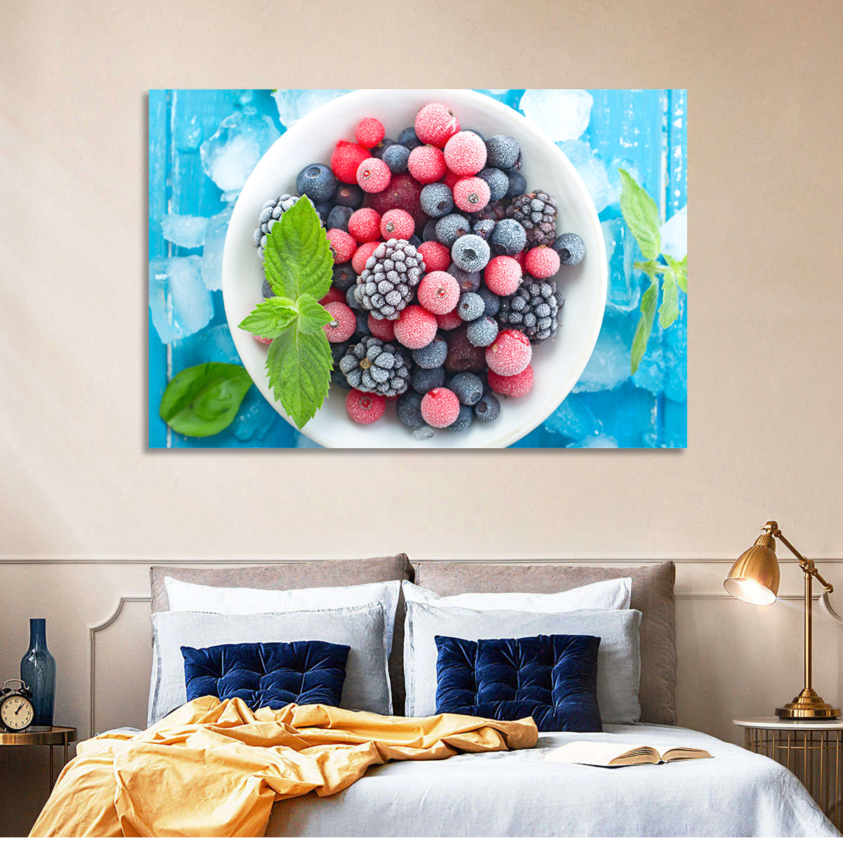 Frozen Berry Bowl Wall Art in a room, landscape