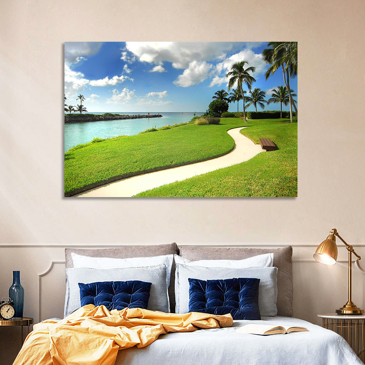 Tropical Coastal Pathway Wall Art in a room, landscape