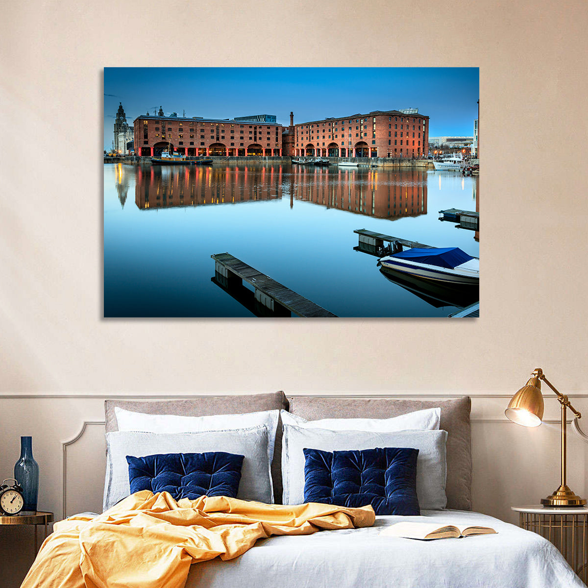 Royal Albert Dock Reflections, Liverpool Wall Art in a room, landscape