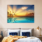 Turquoise Sunset Over Palm Island Wall Art
