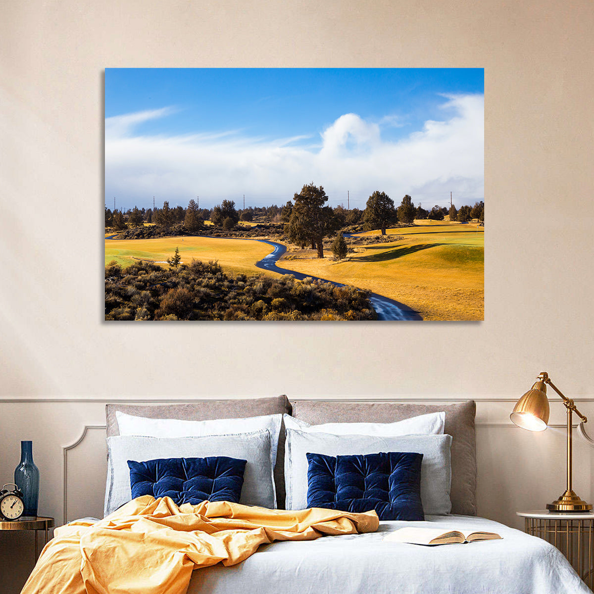 Central Oregon Golf Course with Winding Path Wall Art in a room, landscape