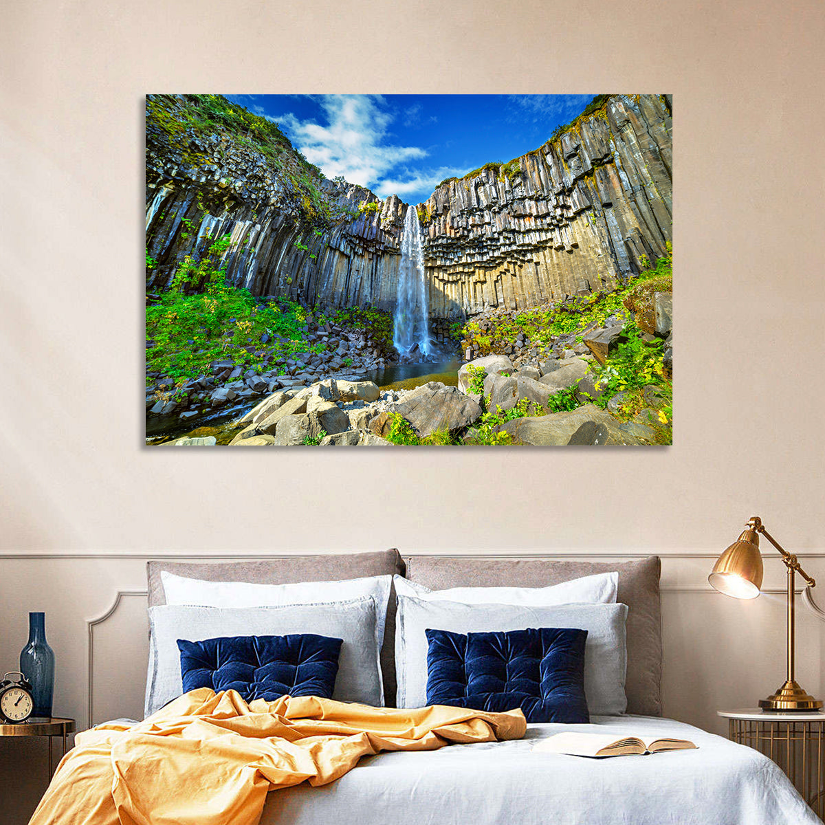 Svartifoss Basalt Falls Wall Art in a room, landscape