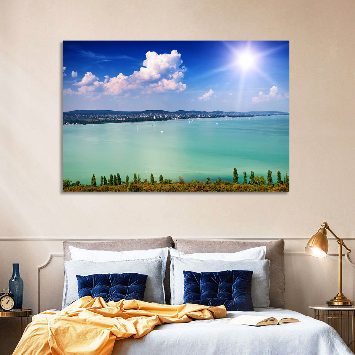 Tihany View Lake Balaton Wall Art in a room, landscape