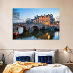 Brouwersgracht Canal Bridge at Dusk Wall Art