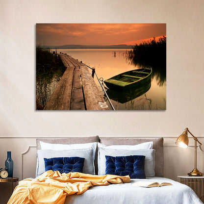 Boat in Lake Balaton Wall Art