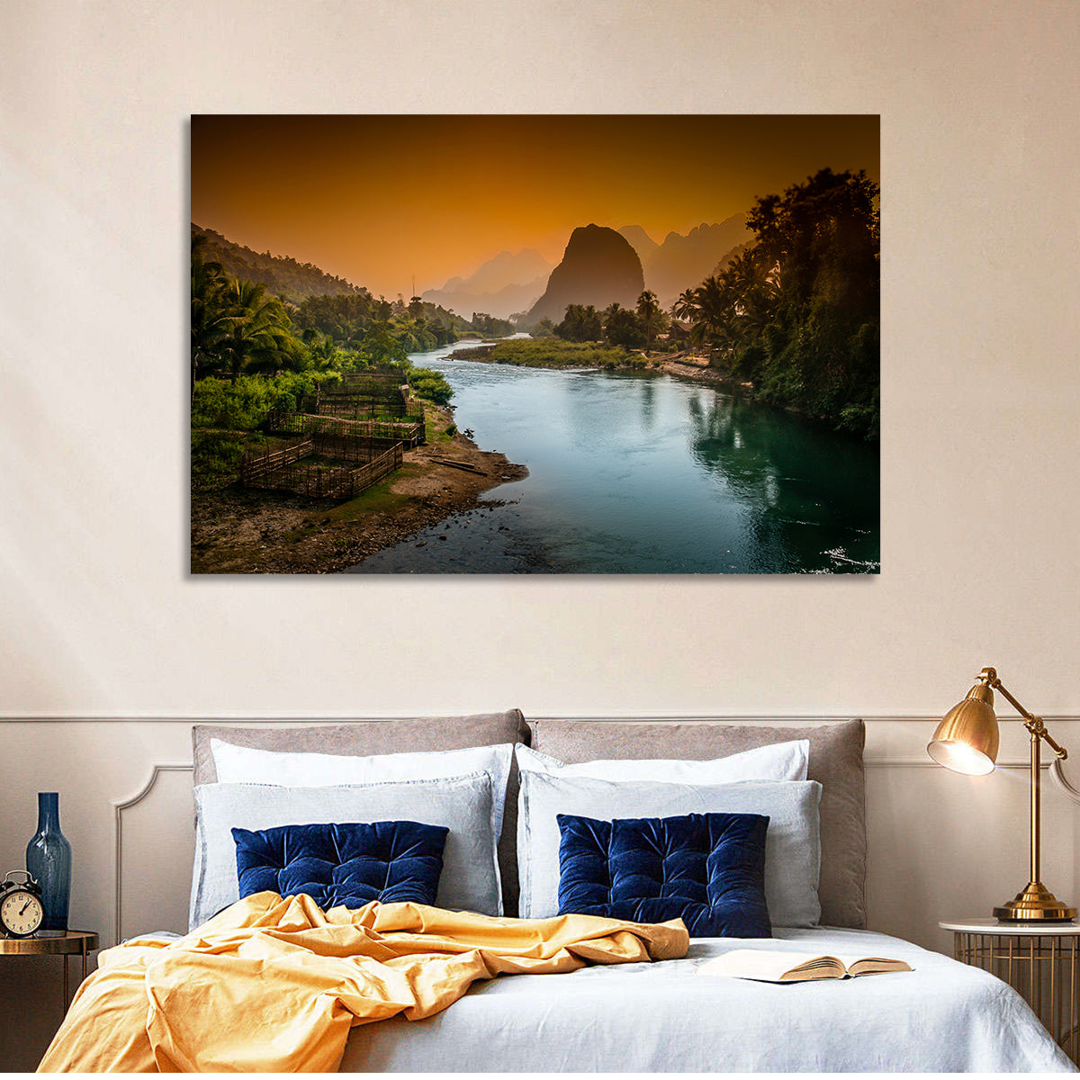 Nam Song River Wall Art in a room, landscape