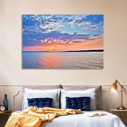 Cloudy Lake Sunset Wall Art