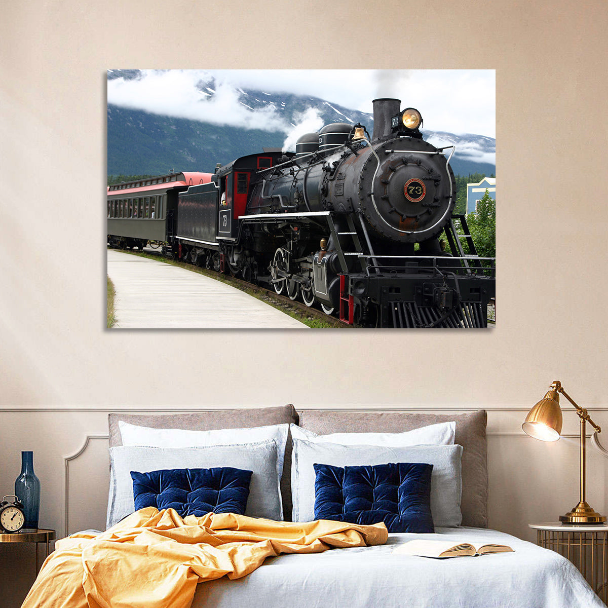Skagway Steam Locomotive No. 73 Wall Art in a room, landscape