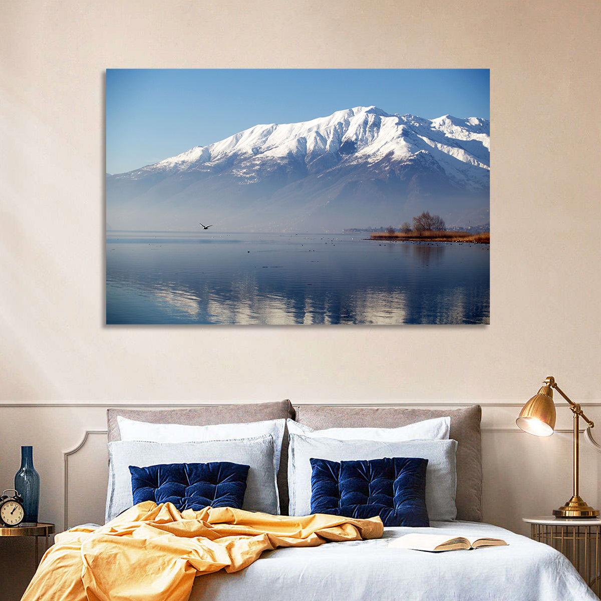 Lake Como Reflection Wall Art in a room, landscape
