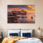 Shipwreck at Sunset Wall Art