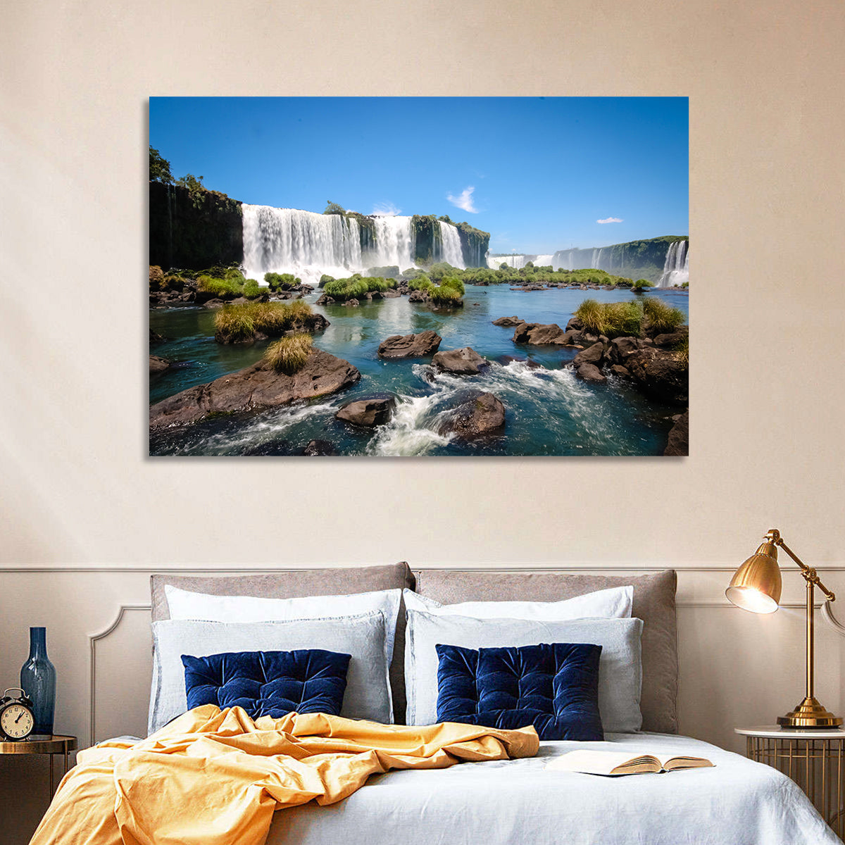 Iguazu River and Falls, Foz Do Iguaçu Wall Art in a room, landscape