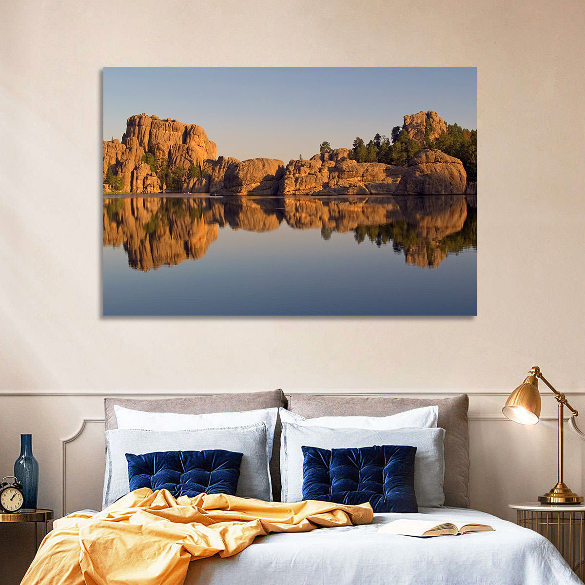 Sylvan Lake Reflection Wall Art in a room, landscape