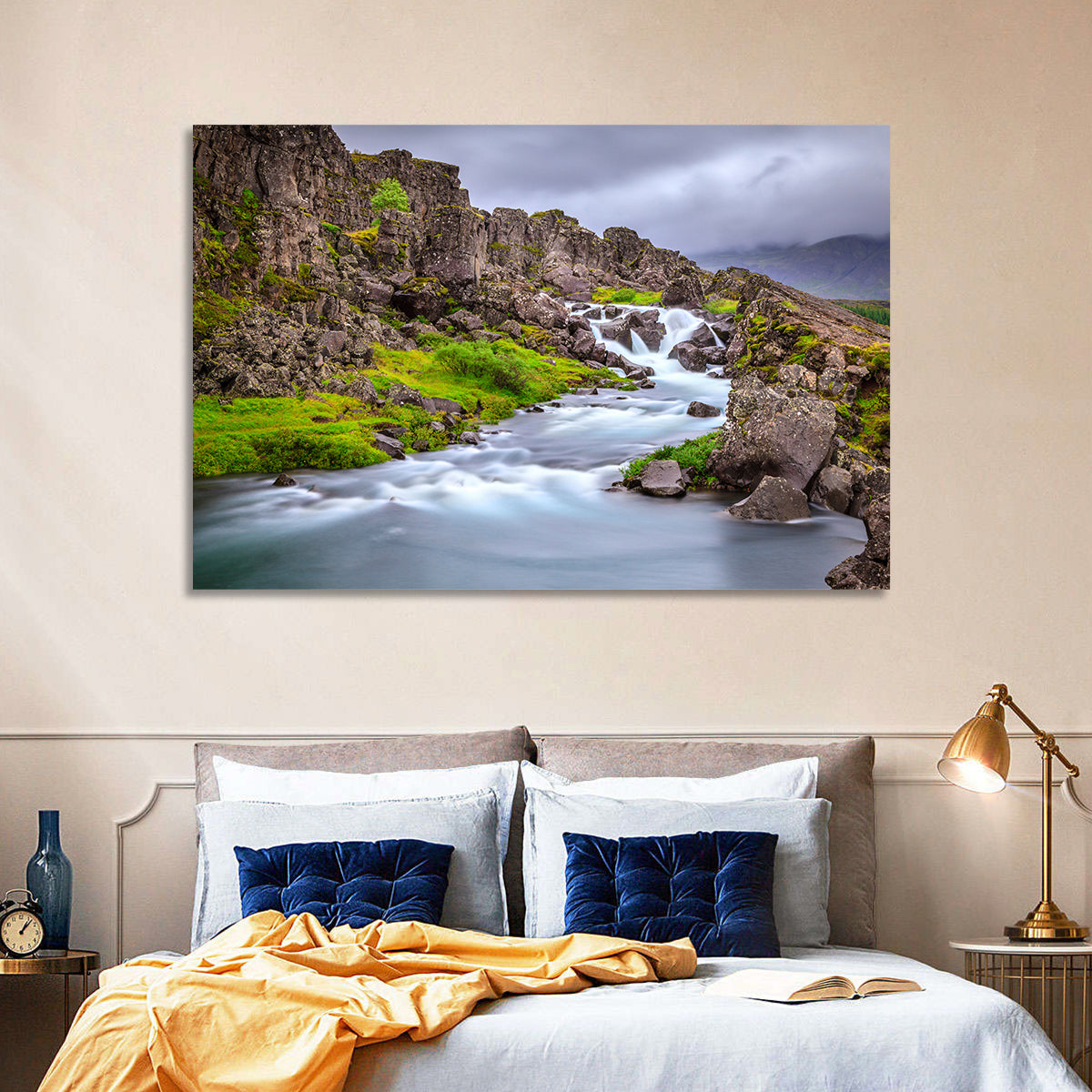 Öxarárfoss Stream, Þingvellir Wall Art in a room, landscape
