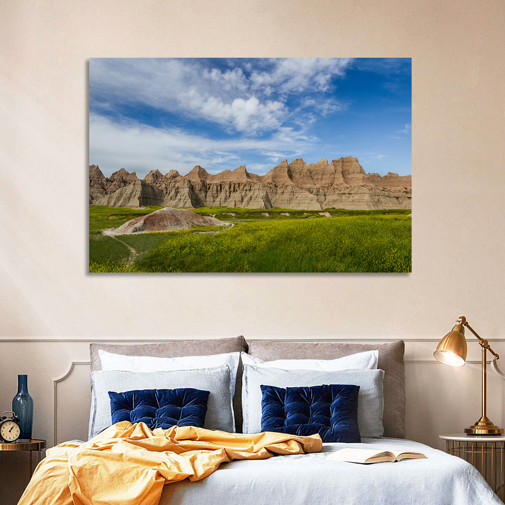 Badlands Meadow and Rock Formations Wall Art
