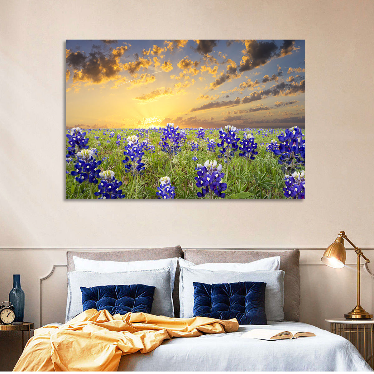 Bluebonnet Field at Sunset Wall Art