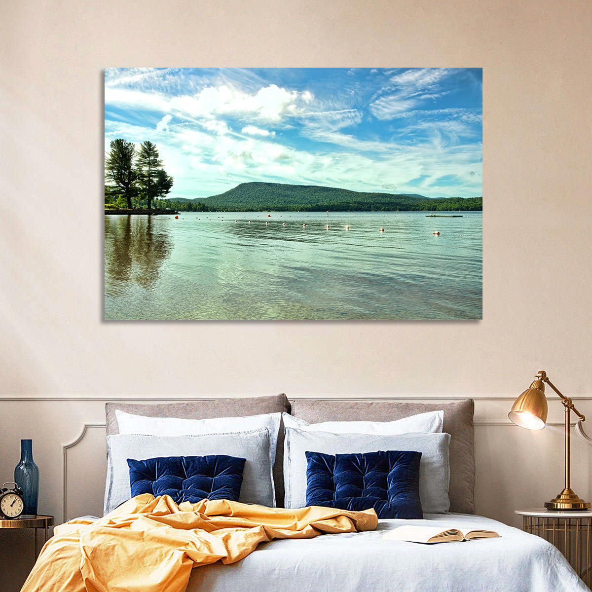 Lake Pleasant Reflections Wall Art in a room, landscape