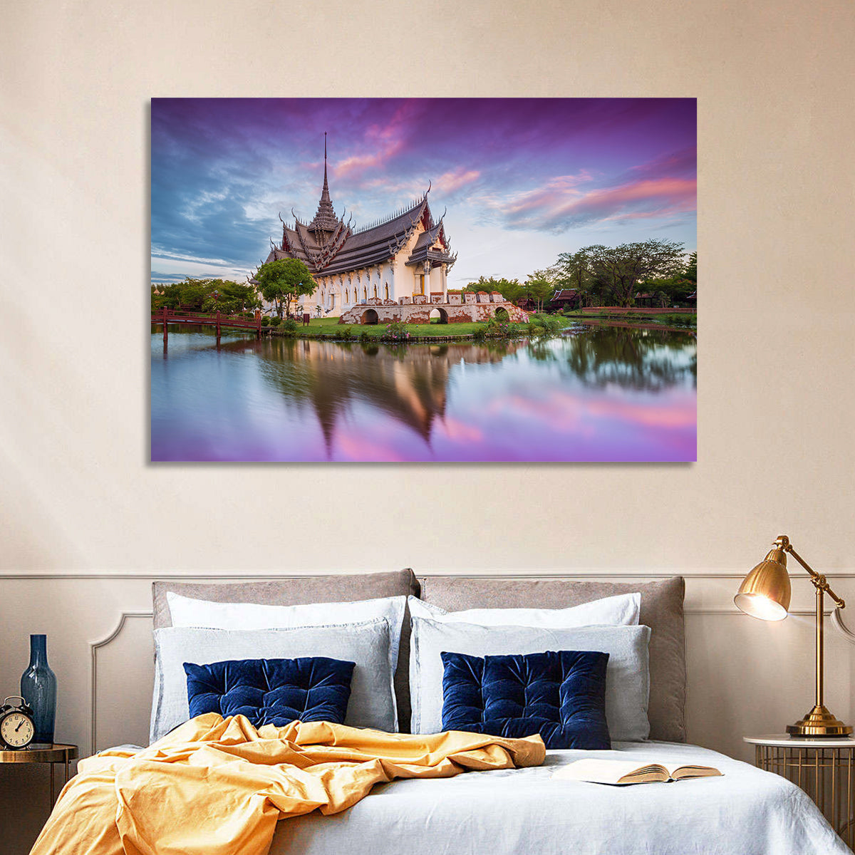 Sanphet Prasat Palace at Dusk Wall Art in a room, landscape