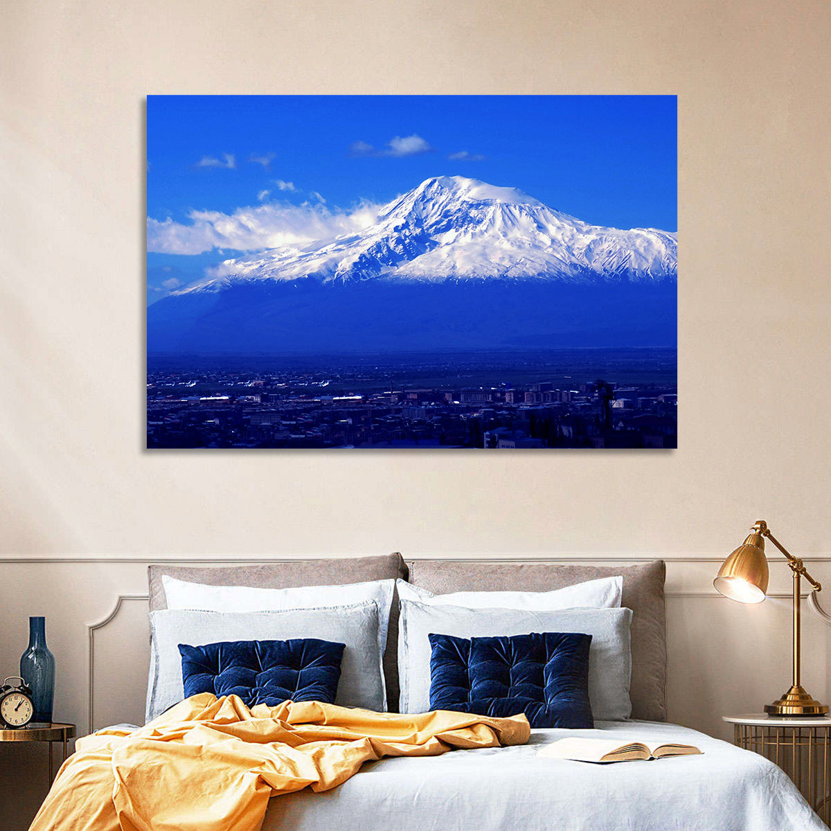 Mount Ararat Over Yerevan Wall Art in a room, landscape