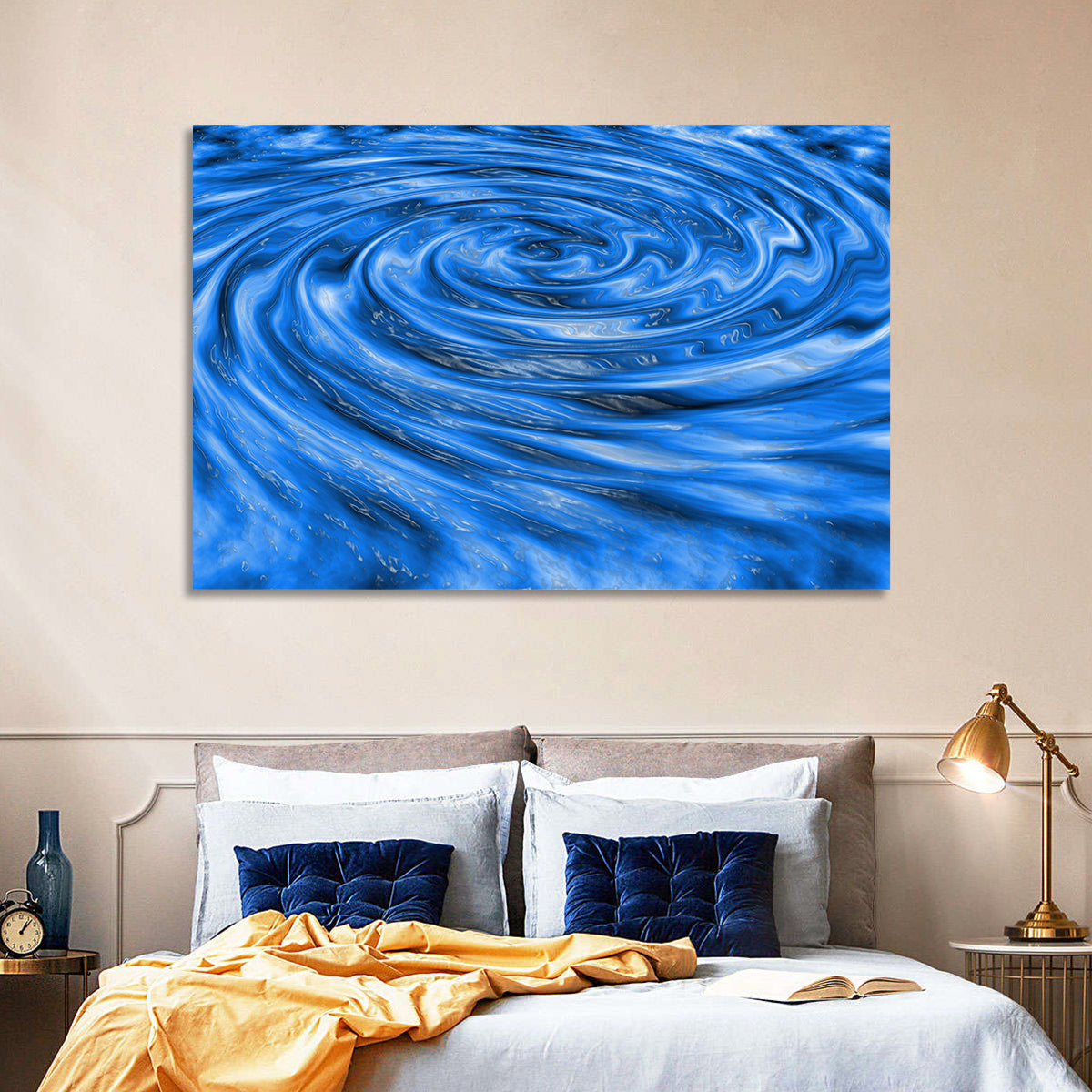 Azure Water Vortex Wall Art in a room, landscape