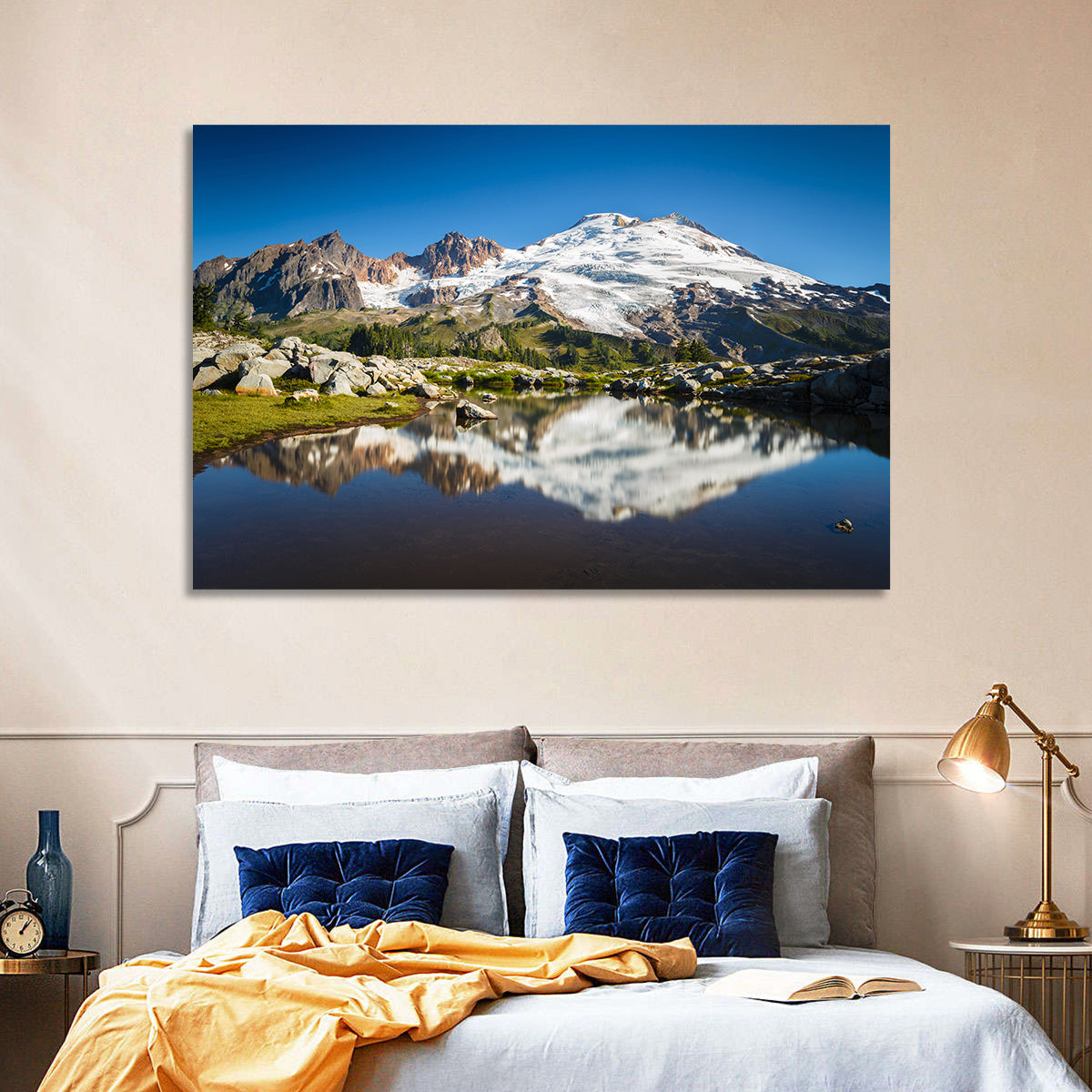 Snow-capped Mount Baker Wall Art in a room, landscape
