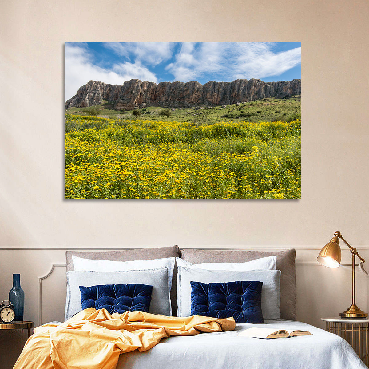 Mount Arbel Wildflower Meadow Wall Art in a room, landscape