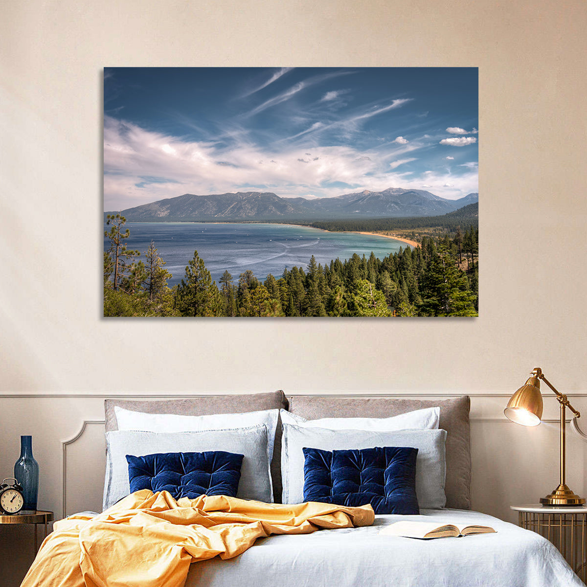 Pines Above a Blue Lake Wall Art