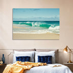 Turquoise Wave on Sandy Beach Wall Art