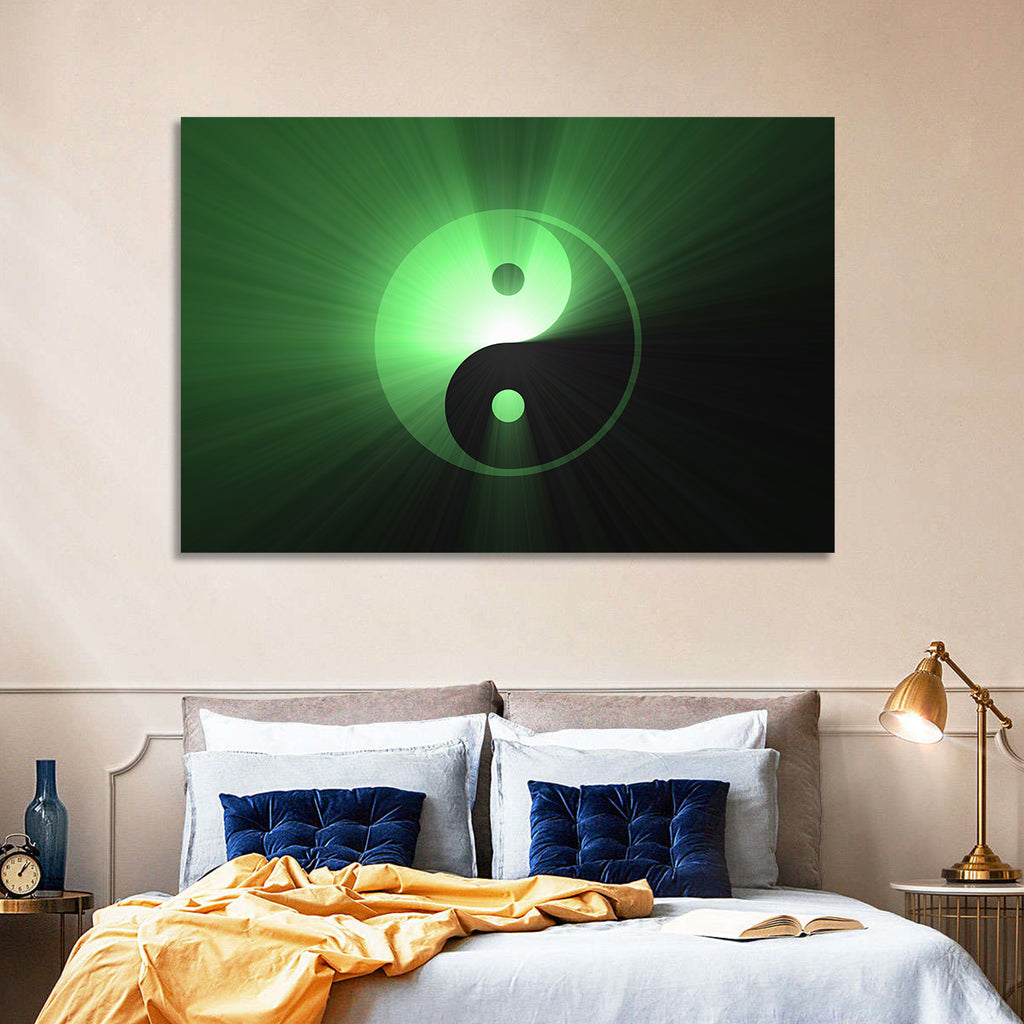 Green Glowing Yin Yang Wall Art