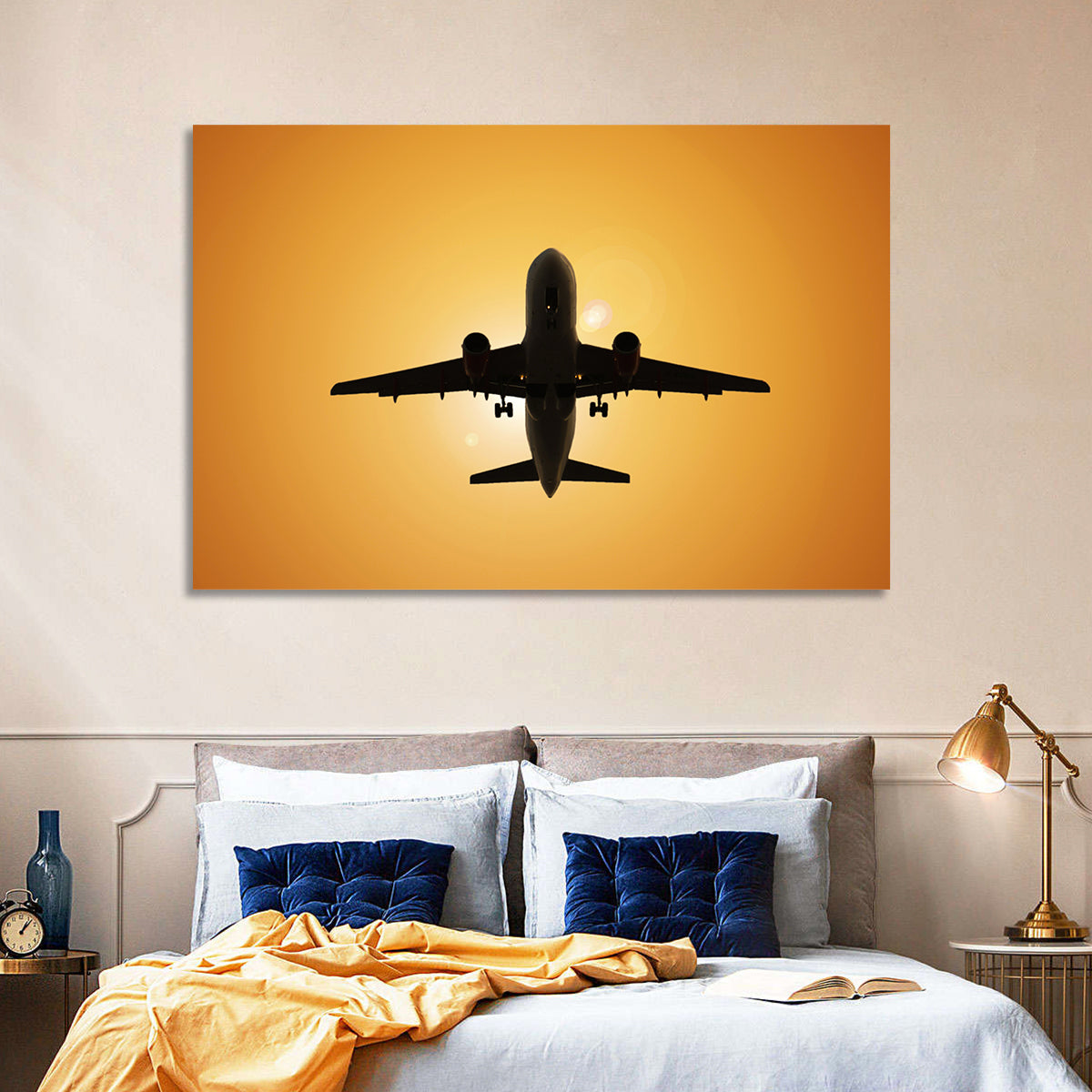 Sunset Jet Silhouette Wall Art