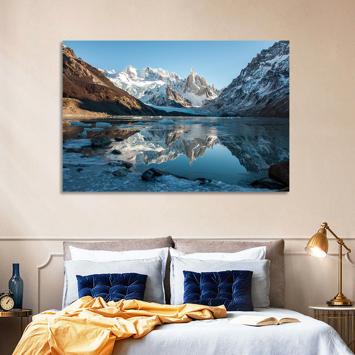 Cerro Torre Reflection, Laguna Torre Wall Art in a room, landscape