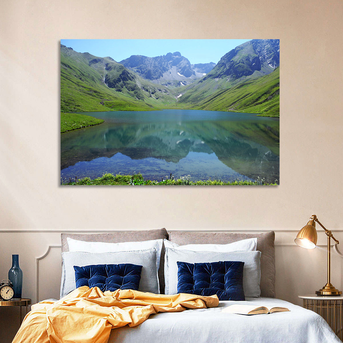 Urup Lake Reflection Wall Art in a room, landscape