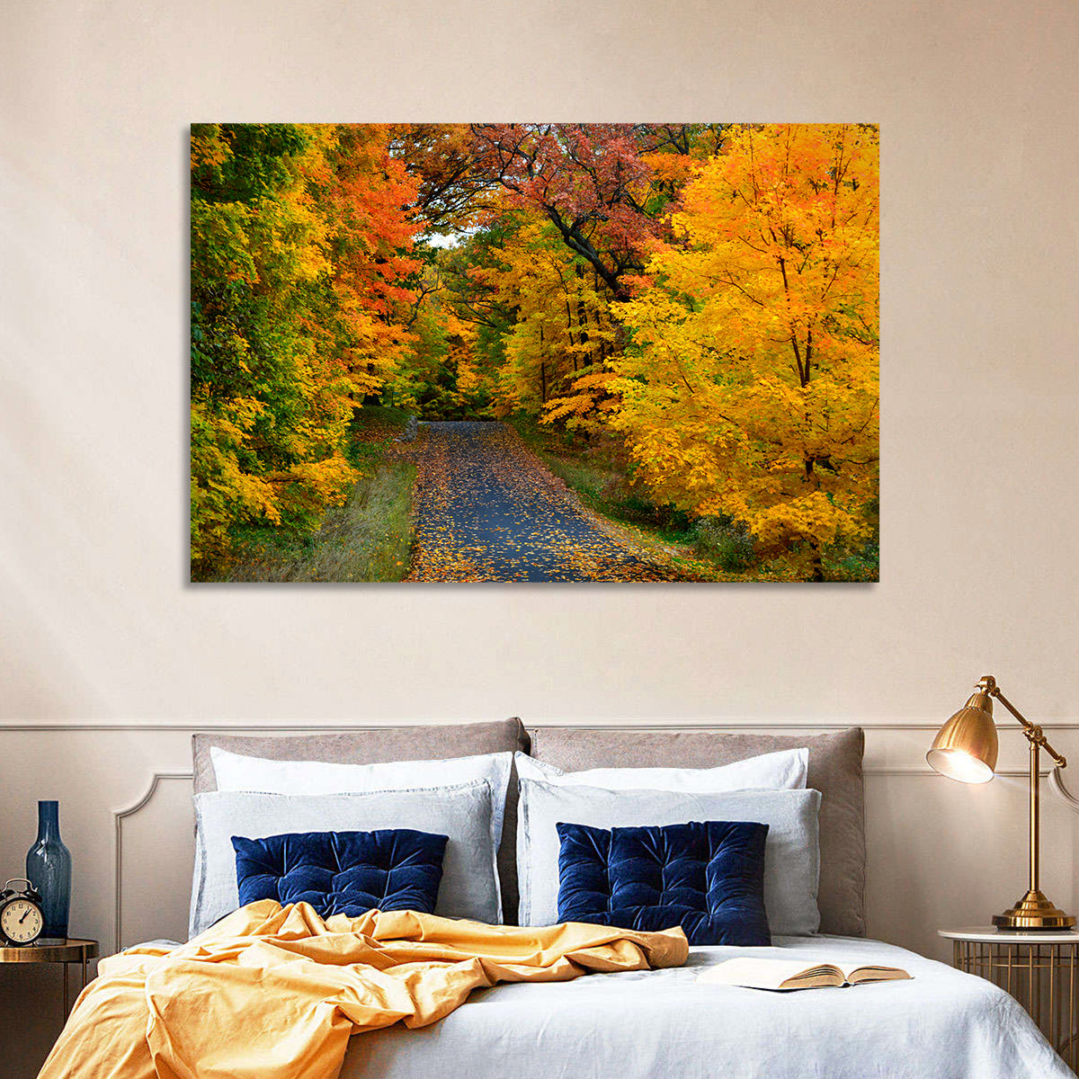 Autumn Road Through Wisconsin Park Wall Art in a room, landscape