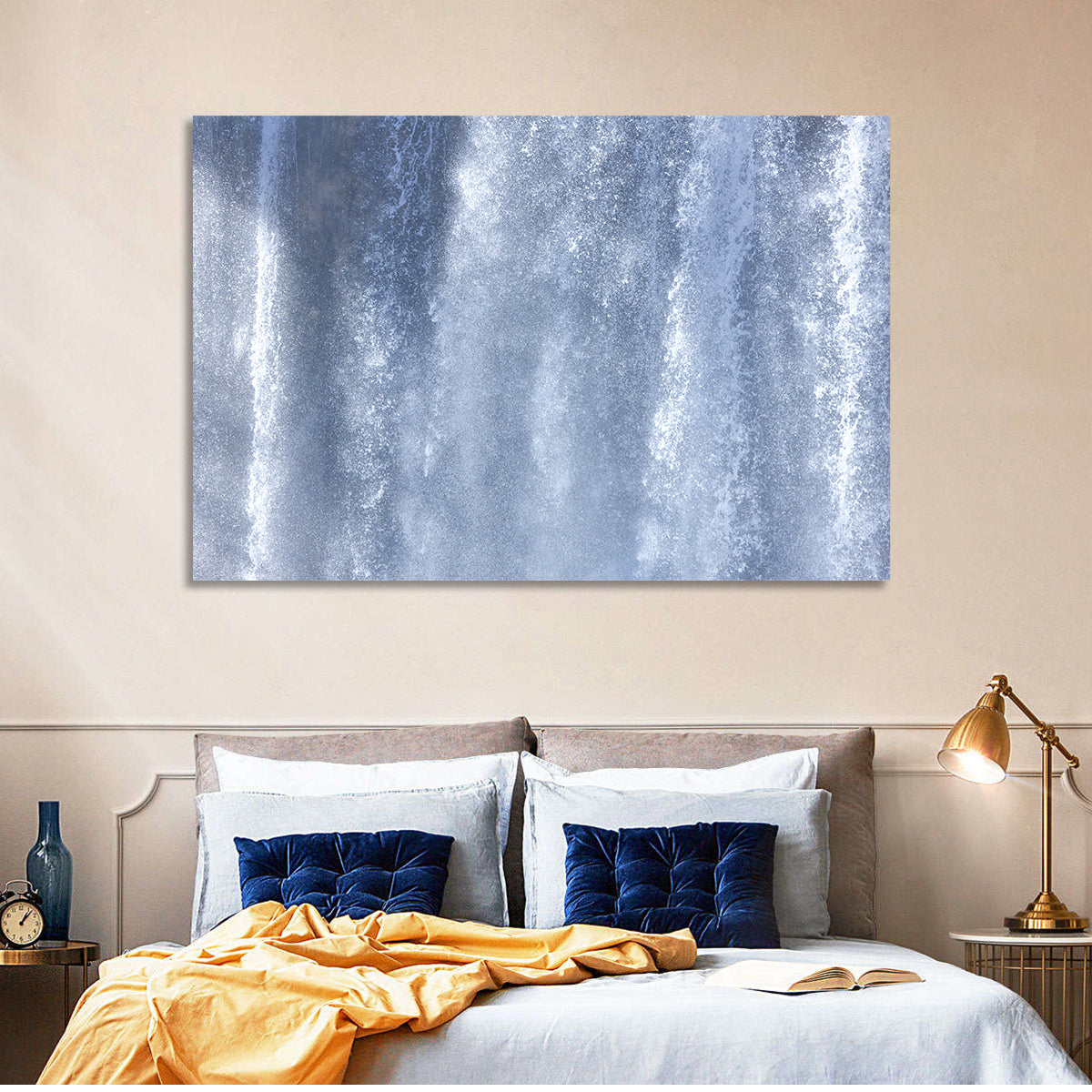 Abstract Waterfall Pattern Wall Art in a room, landscape