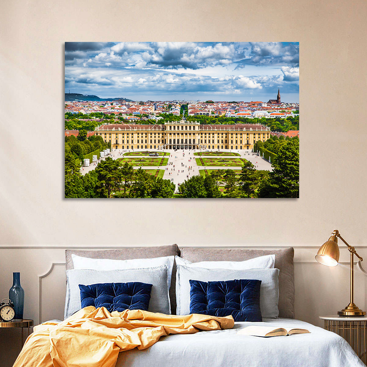 Schönbrunn Palace and Great Parterre Gardens Wall Art in a room, landscape