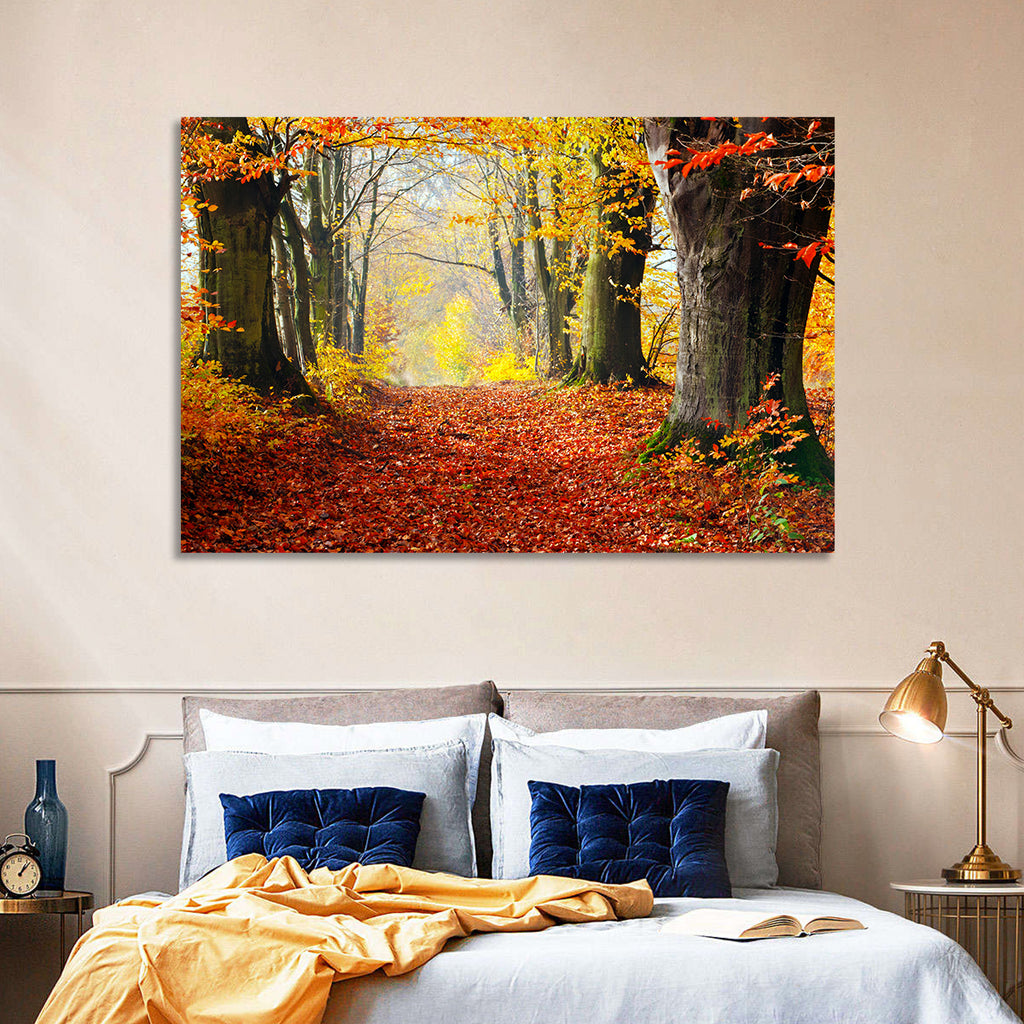 Misty Autumn Forest Path Wall Art