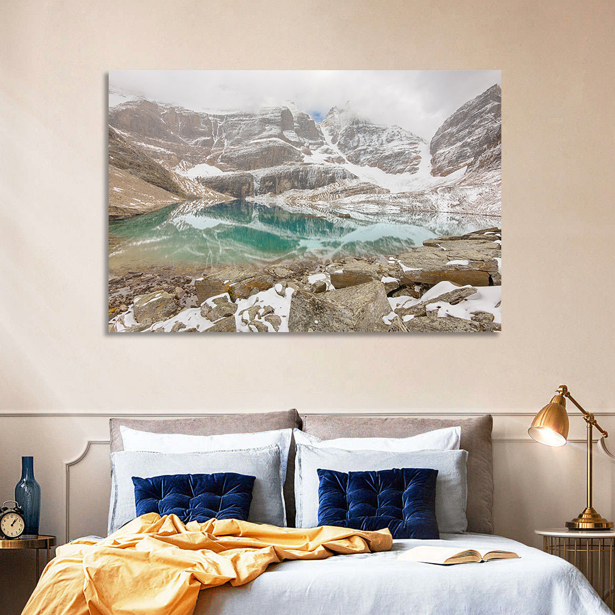 Lake Oesa Reflection Wall Art in a room, landscape
