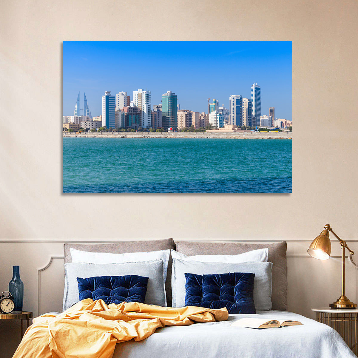 Manama Skyline, Bahrain Wall Art in a room, landscape