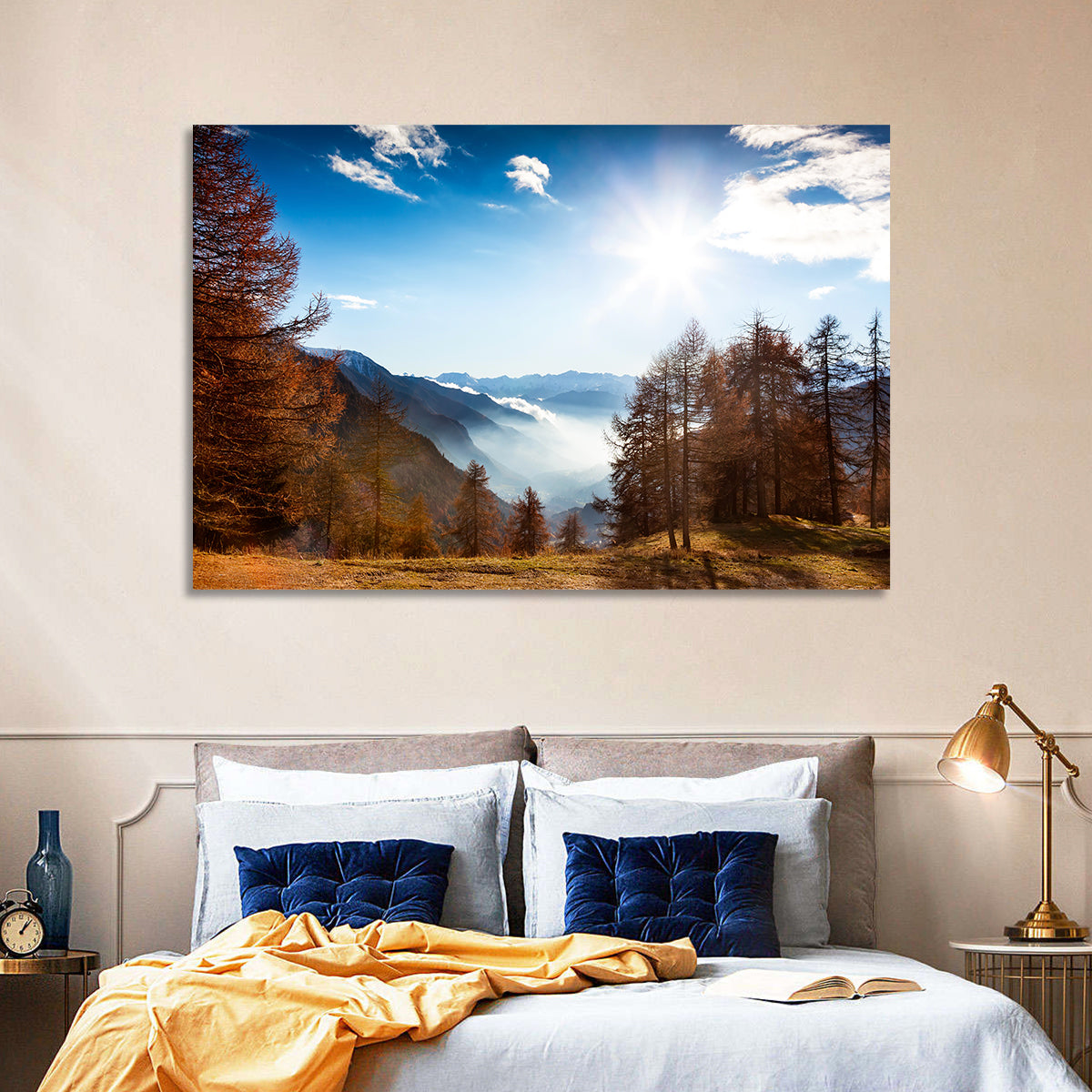 Val D Aosta Valley Morning Light Wall Art in a room, landscape