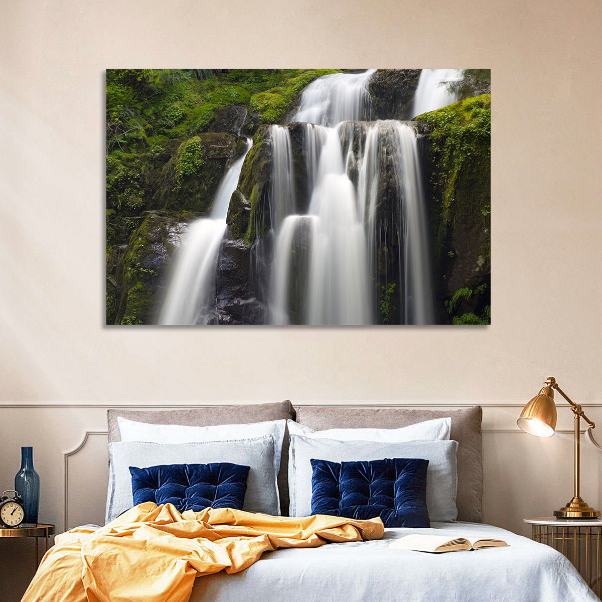 Mossy Kentucky Waterfall Wall Art in a room, landscape